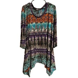 Chic Multicolor Women's Tunic Knee Length Top